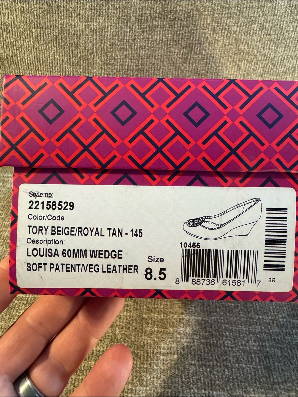 Tory Burch Louisa 60MM Pumps Beige/Tan Leather Stacked Wooded Wedge Size 8.5 - Picture 10 of 11